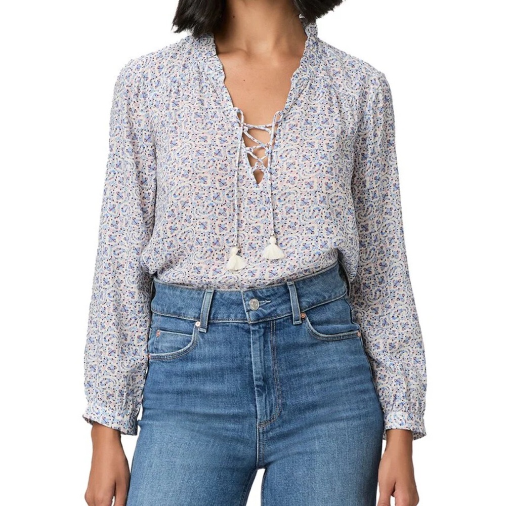 PAIGE SHARENE LINEN-BLEND TOP Size small